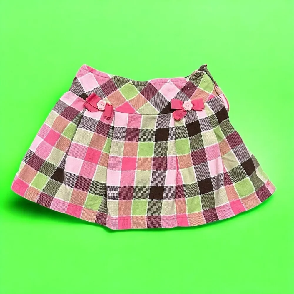 Gymboree Girls Plaid‎ Glamour Pony Skirt Skort Bows Pink Brown Size 5 2012